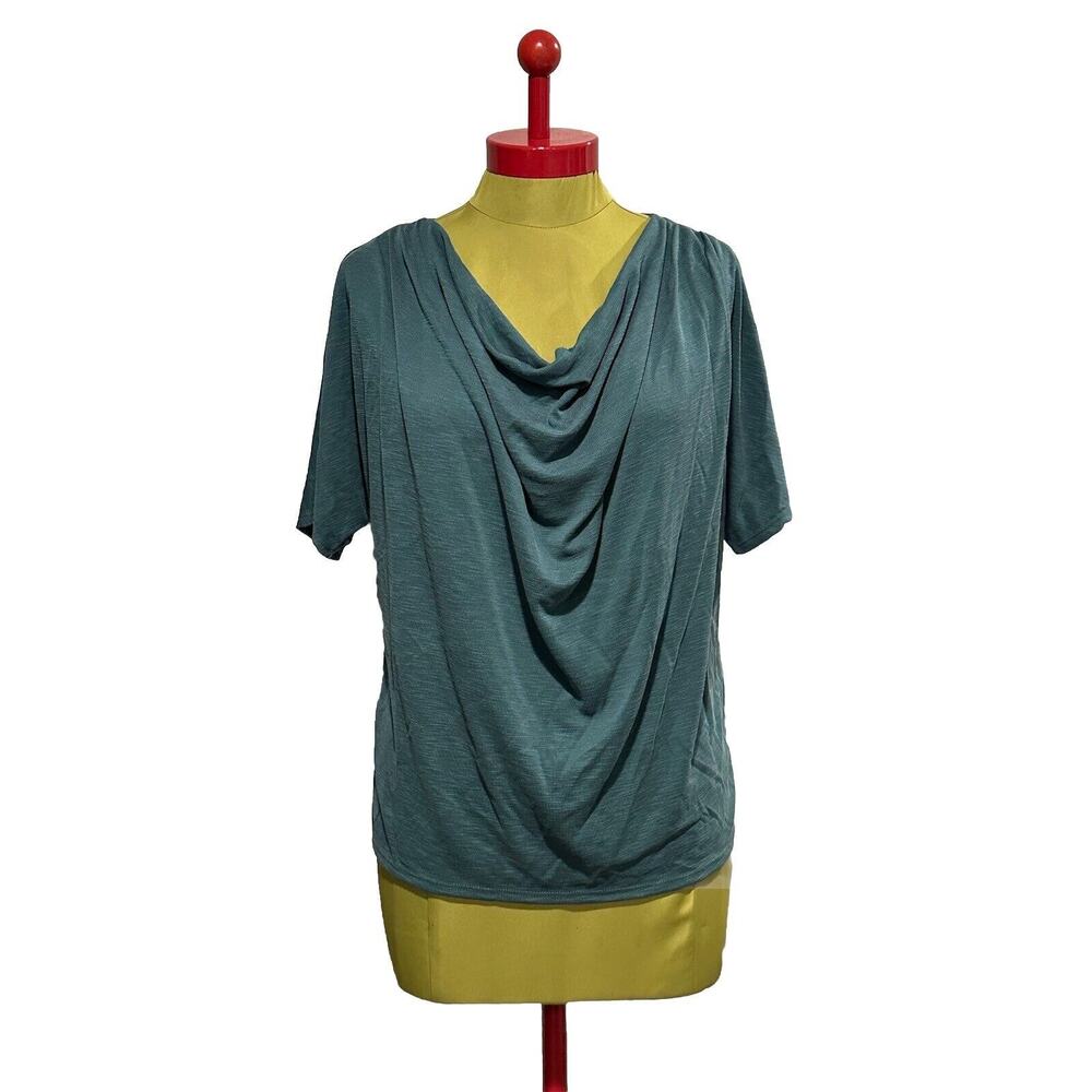 Green Envelope Top Size M Medium Green Scoop Neck Drape Front USA